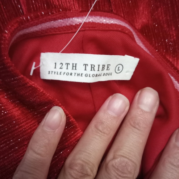 12th Tribe Red Plunge Neck Sleeveless Gown - Picture 2 of 3